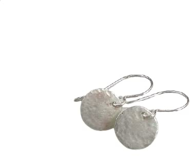 Kleine Ohrringe 925 Silber Silberplättchen, Ohrhänger Scheibe Dot, gehämmert (r131)