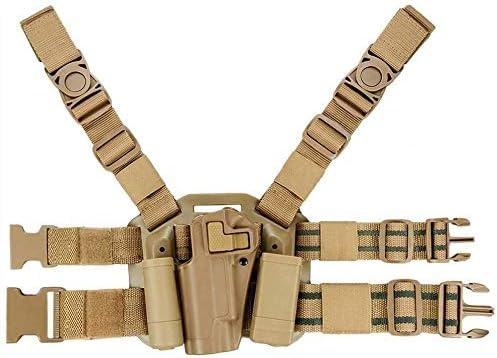Gexgune Colt 1911 Drop Leg Holster, CQC Serpa linkes Bein Drop Leg Oberschenkel Pistole Holster Magazin & Taschenlampentasche für Colt 1911 M1911.