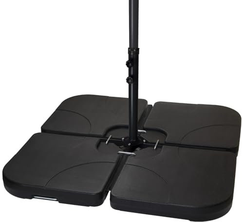 Montafox Pesi per Ombrellone Base per Parasole per ombrellone a baccio - Nero 60 Litri / 100 kg - Possono Essere riempiti con Acqua o Sabbia