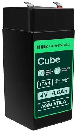 Green Cell® AGM 4 V 4,5 Ah batteri fleece batteri VRLA bly batteri blybatteri ersättningsbatteri batteri försörjningsbatteri cykelsäkert underhållsfritt för leksaker larm övervakning telekom våg