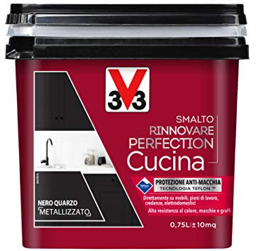 V33 Smalto Rinnovare Perfection Cucina Nero Quarzo Metallizzato 0,75 L