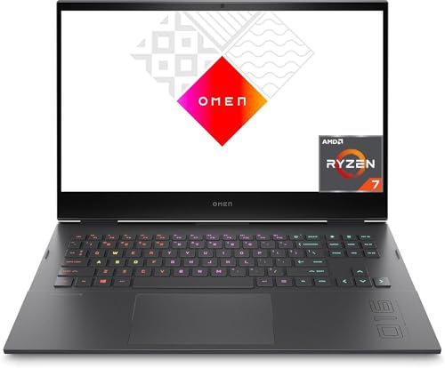 HP OMEN 16-c0047ns - Computer portatile 16,1 Full HD (Ryzen 7 5800H, 16 GB RAM, 512 GB SSD, 144 Hz, GeForce RTX 3050 Ti, senza OS), nero, tastiera QWERTY spagnola