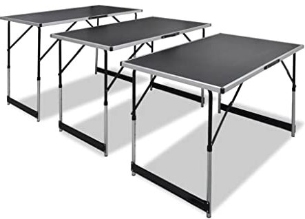 INLIFE Tapeziertisch 3 STK. Klappbar Höhenverstellbar-0641