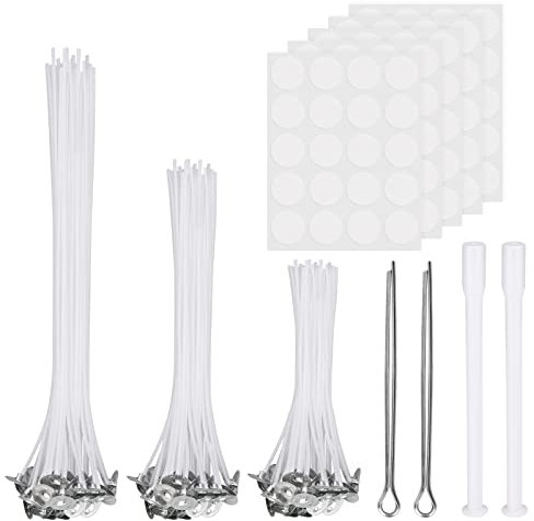 VIKY® Kerzendocht Set, 100 Stück Kerzendochte für Kerzen, Rauchfrei Kerzendocht, Kerzen Selber Machen Set, Dochte für Kerzen DIY Kerzen Öllampen Aromatherapie, DREI Längen（10/15/20cm）