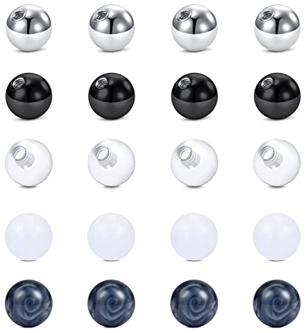 Briana Williams Bola 5mm Piercing Perforadoras de Repuesto 14G 5mm Acero Quirúrgico Acrílico Bolas Piercing Lengua Ombligo