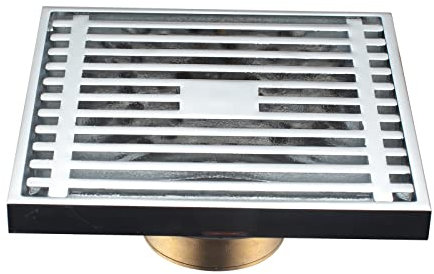 Siphon De Sol, Carré Chrome Drain de Douche 10 x 10 cm Caniveau de Douche Amovible Grille Douche Anti-Odeur Drain de Plancher Facile à Nettoyer Filtre Cheveux Douche