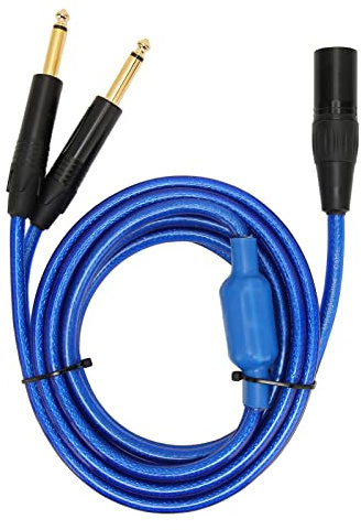 Septpenta XLR auf Duales 6,35 mm Kabel, Mono Stecker, Y Splitterkabel, 24 K Vergoldeter Stecker, Strapazierfähige PVC Ummantelung, für Konsolen, Verstärker, Soundkarten, KTV, Heimkino
