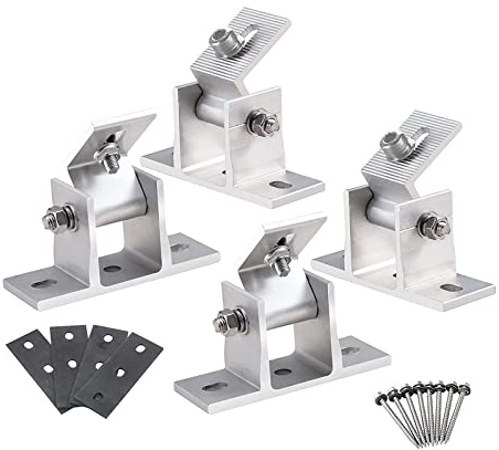 Moollyfox 4 Piezas Soporte de Panel Solar, Soporte para Placas Solares Ajustable, Soportes de Montaje Panel Solar de Aluminio, Soporte de Montaje de Módulos Fotovoltaicos para RV, Caravana, Barco