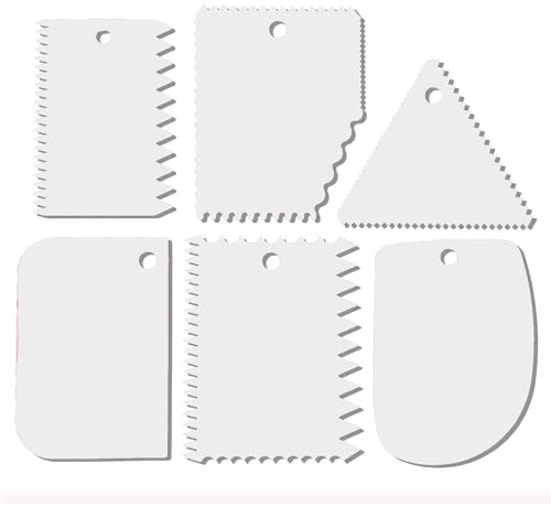 Cake Smoother Scraper, Cake Scraper Set, Dough Scraper Icing Scraper Polisher Tool, Cake Decorating Comb, Icing Smoother Plastic Sawtooth Cake Icing Kitchen Baking Cake Edge (Milky white)