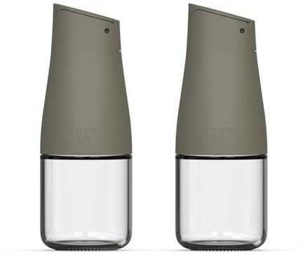 Zuutii Juego de dispensador de aceite de oliva y vinagre, juego de botellas de aceite de vidrio de 5.5 onzas para cocina, botella de salsa de soja con boquilla antigoteo, tapa automática y apto para