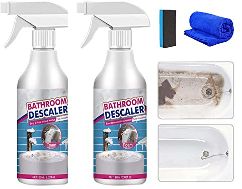 Reiniger für hartnäckige Flecken, Badezimmer-Schaum-Reinigungsspray, Kalkreiniger, Kalkreiniger, Dusche, Allzweck-Schaumspray (2 Stück)