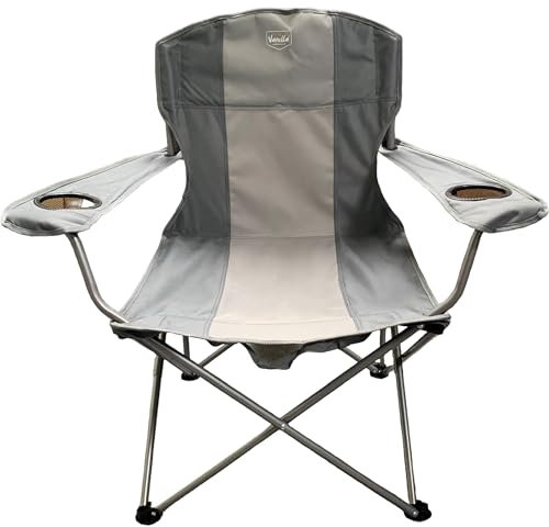 Vanilla Leisure - Camping Chair, Camping Chairs for Adults Luxury Wide Seat Heavy Duty Tubular Steel 2 Cup Holder Armrests Lightweight Portable Outdoor Easi-Fold & Carry Bag