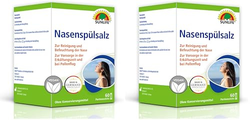 SUNLIFE Nasenspülsalz und Sunlife Einkaufswagenchip (60 Sticks) (Packung mit 2)
