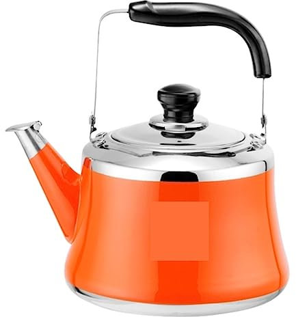 Bouilloire Théière Cuisinière En Acier Inoxydable Sifflant Bouilloire Théière Poignée Ergonomique Cuisinière À Induction Cuisinière À Gaz Universelle Théières pour Cuisinière (Color : Orange, Size :