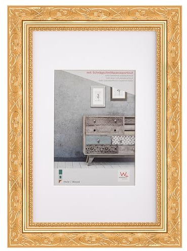 walther design Cornice portafoto in legno barocco, 40 x 50 cm, oro, CR050G