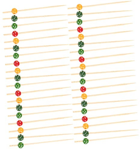 ABOOFAN Lot de 100 Fourchettes Jetables pour Aliments Pics à Fruits Bâtonnets à Boissons Bâtonnets à Cocktail Personnalisés pour Décoration de Sandwichs