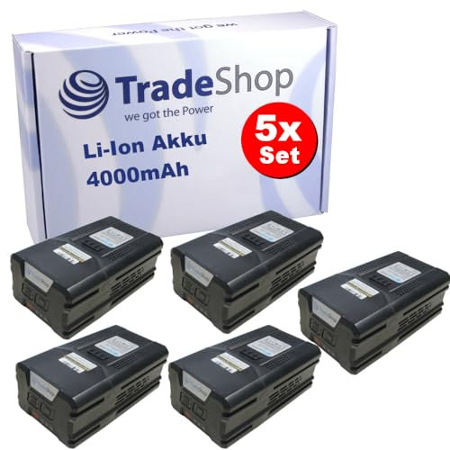 5X Trade-Shop Li-Ion Akku 80V 4000mAh kompatibel mit Greenworks Rasentrimmer GD80BCB, Rückengebläse GD80BPB, Schneefräse GD80ST / Ersatz Akku