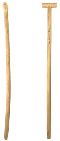 Synx Tools Schaufelstiel 110cm T-Griff Schaufelstiel Gebogen, Ersatz Spaten Holz Stiel, Gerätestiel aus Buchenholz, Ersatzstiel mit Bequemem T-Griff, Holzstiel für Schaufeln