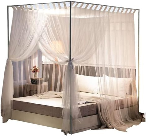 Yoeoefuo Moskitonetz Himmelbett Moskitorahmen 180x200cm 180x220cm 200x220cm Queen-Size Doppelbett Mückennetz Für Zuhause Betthimmel Edelstahl-Halterung Mückenzelt Metallständer (Size : 180x220cm)