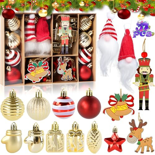 NLMWTI Lot de 32 Boule de Noel, Decoration Noel Sapin, Décoration Noël Plastique, Noël Decoration Décorer Sapin de Noël- pour l'Intérieur et l'Extérieur