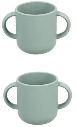 VICASKY 2piezas Taza De Entrenamiento Para Bebés Silicona Antiderrame Doble Asa Vaso Aprendizaje Para Niño Niña y Niñas Fácil De Limpiar y Usar