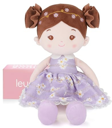 LeyaDoll mjuk babydocka leksak (40 cm), min första tygdocka för 1-åriga flickor, födelsedagspresent, småbarn – Daisy-ljuslila