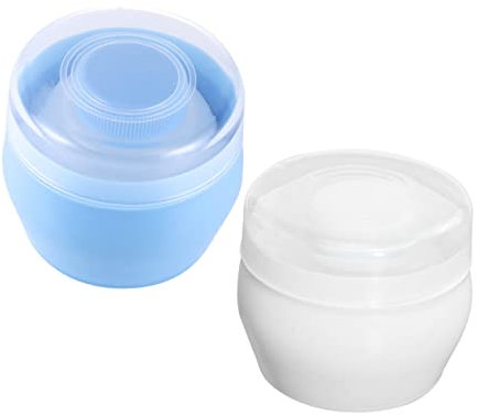 SHOWERORO Babypuderquasten Kasten 2 Stück Kunststoff Babypuderquasten Behälter mit Puderquaste für Babypflege und Gesichtspflege Sicher und Langlebig Reise Puderdose für Babys