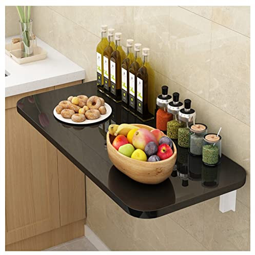 FGDIUCVN An der Wand montierter Klapptisch, Schreibtisch, zusammenklappbarer Arbeitstisch, Klapptisch, Esstisch mit Halterungen für platzsparenden Büchertisch/Schwarz/100 x 30 cm