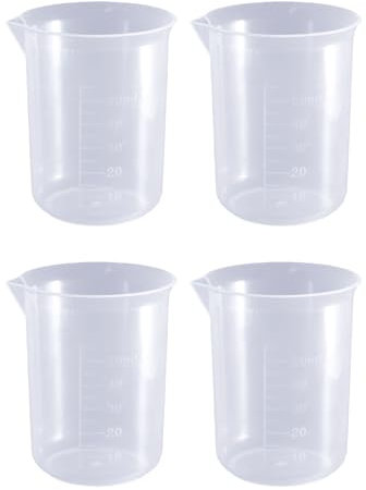 Transparenter Labor-Messbecher, 50 ml, Kunststoff, Messbecher, transparent, für Labor, Küche, Flüssigkeiten (8 Stück - 50 ml), 8 Stück