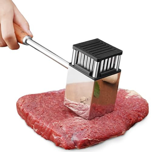MKNZOME Batticarne, Inteneritrice per Carne Acciaio Inox Strumento di Cottura Manuale da Cucina per la Lavorazione Della Carne per Bistecca Manzo Pollo Maiale Barbecue