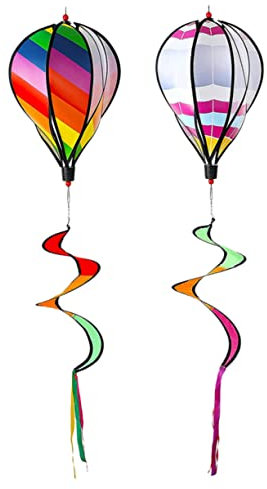 COOPHYA 2pièces Décoration De Jardin Montgolfière à Vent Colorée Éléments Suspendus pour Aménagement Extérieur Idéaux pour Fêtes Et Événements Faciles à Installer