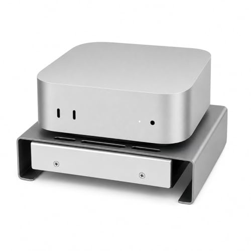 Aluminum Mini PC Cooler Stand with 120mm Fan | Desktop Cooling Base for Mac Mini, Router, Modem, Network Switch & TV Box - Heavy Duty Thermal Stand, USB Powered, Silver