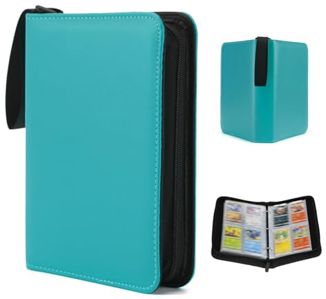 Karten Sammelalbum, 440 Taschen PU-Leder Sammelkarten Album (Blau) | 4-Taschen Sammelalbum für Karten mit 55 Hüllen Binder Blätter für MTG Sportkartensammler