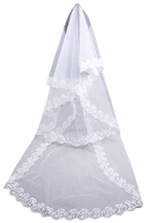 CTIRCHIU 1.5m Bridal Veil Lace Mesh Hochzeits Schleier Weiß Elegante Braut Haarschmuck Für Hochzeiten Und Besondere Anlässe Leichte Und Zarte Gestaltung Dekoration Für Brautkleider