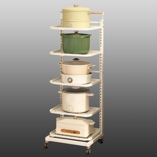 Pan Stand Organizer for Saucepan Lids and Drinks Bottles, Free Standing Countertop Shelf for Microwave and Kitchen Storage