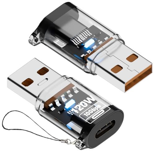 Mepsies Adaptador USB a USB C (2 Pack), Adaptador Tipo C a USB-A, USB 3.2 Gen2 10Gbps de Alta Velocidad, Compatible con iPhone 16 15 14 13 12 Pro, Samsung Galaxy S24 S23 S22 y Más, Transparente