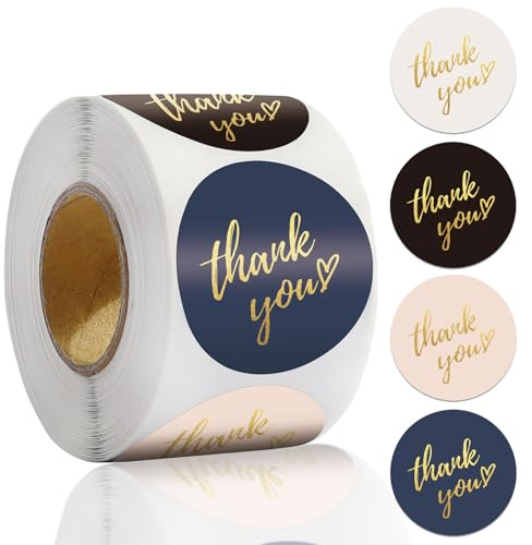 Hurifeng Selbstklebende Aufkleber – 500 Stück Runde Goldfolie Sticker für Geschenkverpackungen, Karten, Dankeskarten, Scrapbooking, Dekoration (3.8cm)