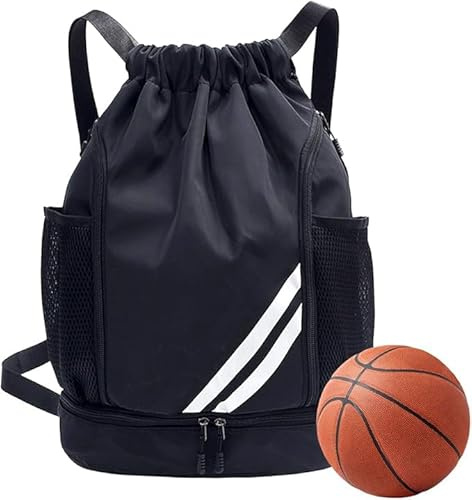 Bohrma Sacca da ginnastica con coulisse, per ragazzi e donne, uomini, bambini, borsa sportiva, borsa sportiva con coulisse, scomparto per scarpe, zaino da basket, borsa da calcio, impermeabile