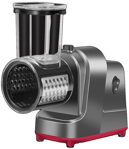 Rallador de Verduras Eléctrico con 5 Cuchillas de Diferentes Formas, Cortador Eléctrico de Alta Potencia for Queso, Frutas y Verduras