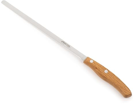Arcos Jose Andres 10-Inch Fillet Knife Forged Meat Slicer | Professional NITRUM Stainless Steel Blade with Silk Edge | Ideal for Slicing Ham or Prosciutto | Ergonomic Holm Oak Wood Handle