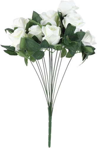 Ramo de Rosas Artificiales de 13 Cabezas, Rosales Artificiales, Rosas Artificiales con Tallo Largo, Flores de Seda simuladas, arreglo de Ramo de Rosas