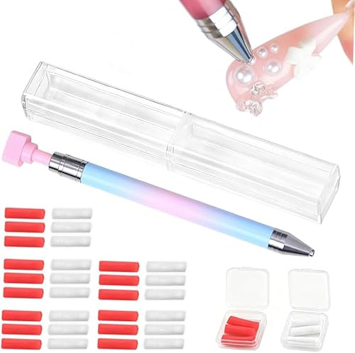 MUMQAQ 2025 Neuer automatischer nachfüllbarer Wachsstift, Diamant-Kunst-Stift mit 30 Stück Wachs-Diamant-Kunst-Zubehör, nachfüllbarer Wachsstift für Diamantkunst, Nägel, DIY Handwerk (Farbverlauf)