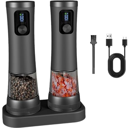 Macinapepe elettrico USB C Ricaricabile Capacità 100ml Corpo in acciaio antiruggine Rugosità esterna 2 Impostazione di velocità Modalità doppia velocità Macinini da cucina elettrici