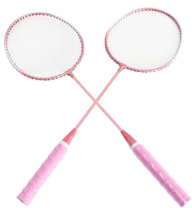 Generic Badmintonschläger, Langlebig und Zuverlässig, Tragbare Tragetasche, Badmintonschläger-Set, Metall, Hohe Flexibilität, Leicht, 2 Stück für das Training (PINK)