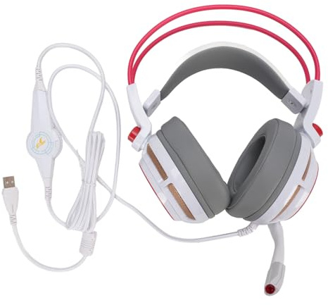 XUMIUZIY Gamingheadset, USB-headset med Innovativ Mikrofon, 7.1 Surroundljud, Flerkanalsvibrerande, Adaptivt Dubbelt Huvudband, LED-ljushörlurar för Spel