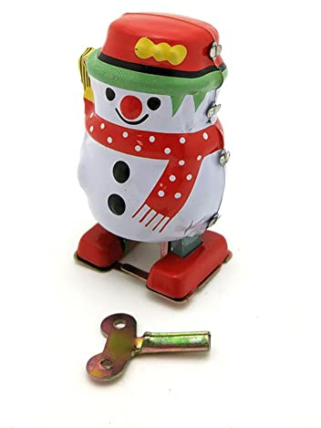 AYUNJIE Wind Up Toy Tin Toy MS253 Snowman Robot Creative Gift Vintage Collectible Kids Boys Girls Parent-Child Interaction