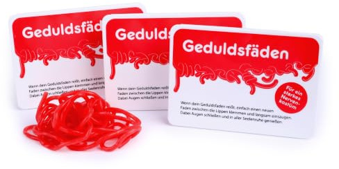 Liebeskummerpillen 3x Geduldsfäden, Fruchtgummischnüre mit Erdbeergeschmack | Lustige Süßigkeiten für Kollegen, Freunde & Familie - Nervennahrung Anti Stress Fruchtgummi 3er Pack je 24g