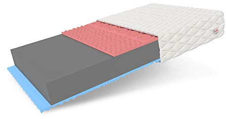 FDM VITERBO Schaumstoffmatratze 140 x 200 cm 7-Zonen Matratze Härtegrad H3 (Mittelhart) 14 cm Höhe Thermoplastischer Visco-Schaum Hochelastischer HR Komfortschaum Zweiseitig Bezug Abnehmbar Waschbar