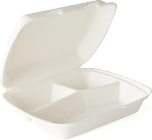 Blanc HYGIENIC Bagasse-Menübox, 2-geteilt – 200 Stück