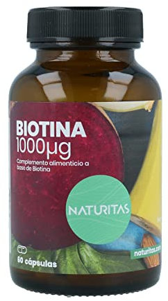 Biotina 1000 mg 60 Cápsulas Naturitas Essentials | Metabolismo normal de los macronutrientes | Mantiene la piel y el cabello sano | Complemento alimenticio